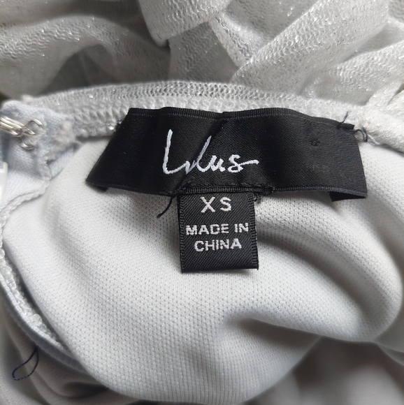 Lulus Get Ready to Sparkle Silver Ruched Mesh Bodycon Mini Dress XS - Picture 4 of 6